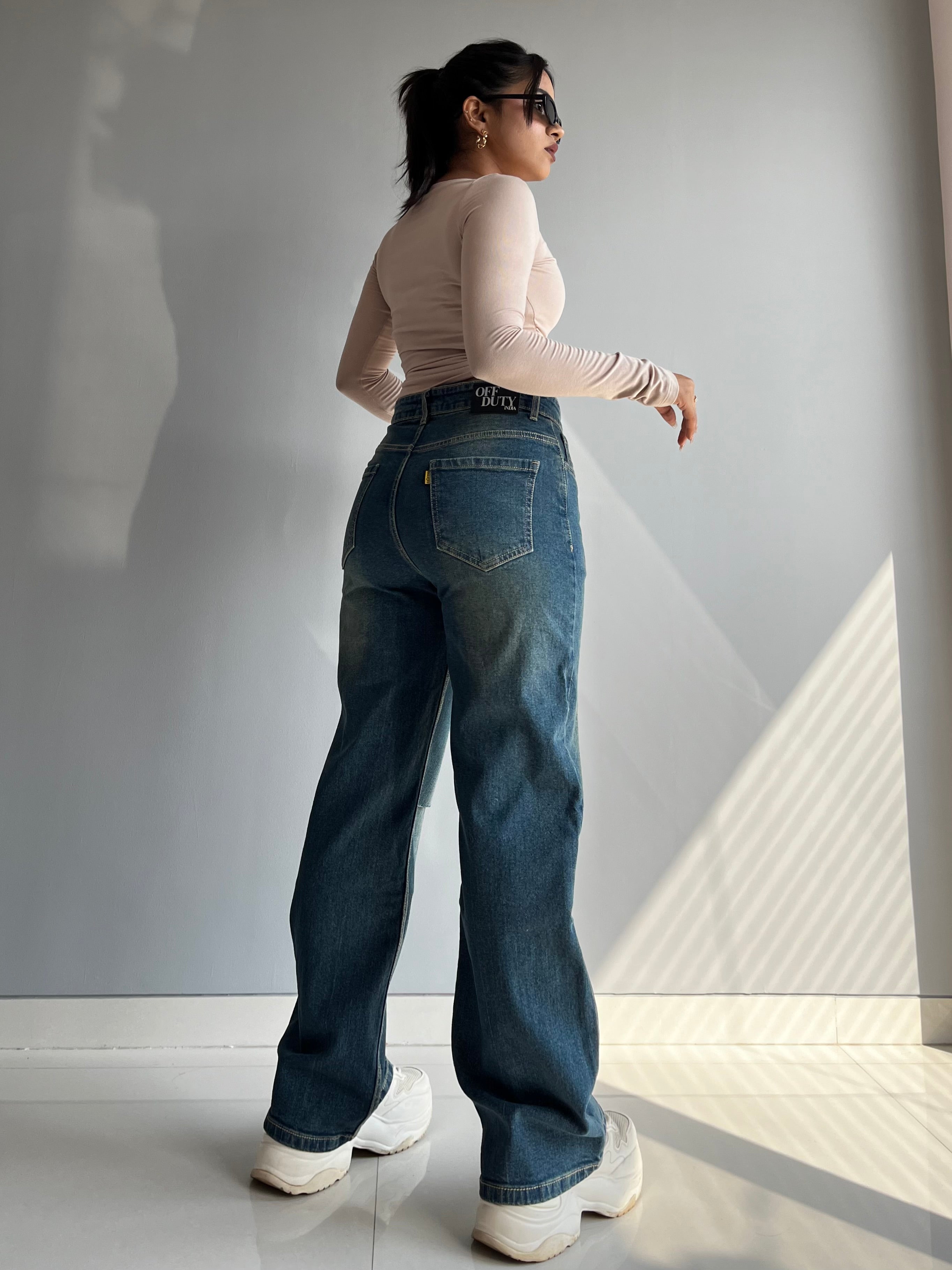90's Blue Ripped Baggy fit Jeans